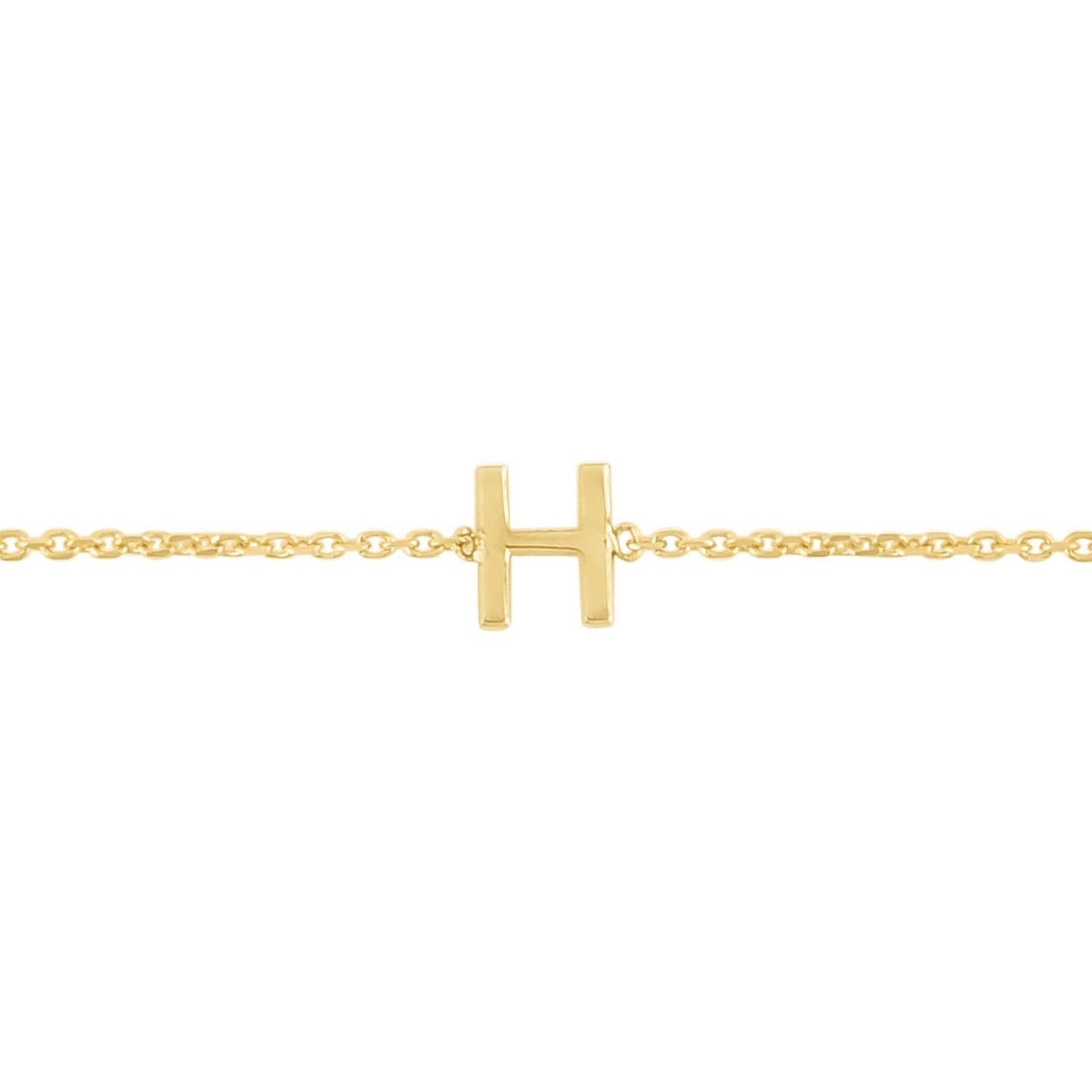 14K Yellow Gold Mini Initial H Bracelet