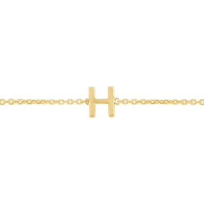 14K Yellow Gold Mini Initial H Bracelet