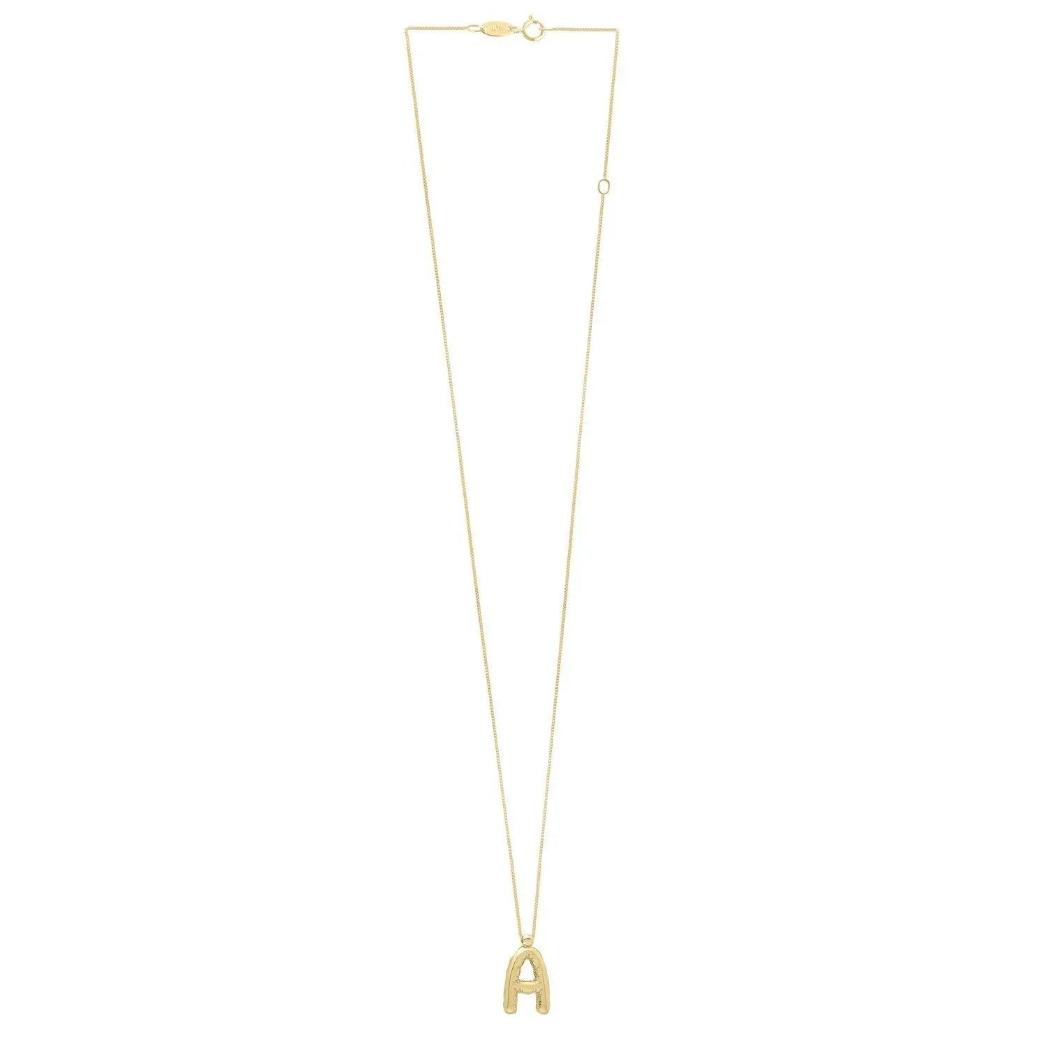 14K Yellow Gold Helium Initial A Pendant - Peelerie