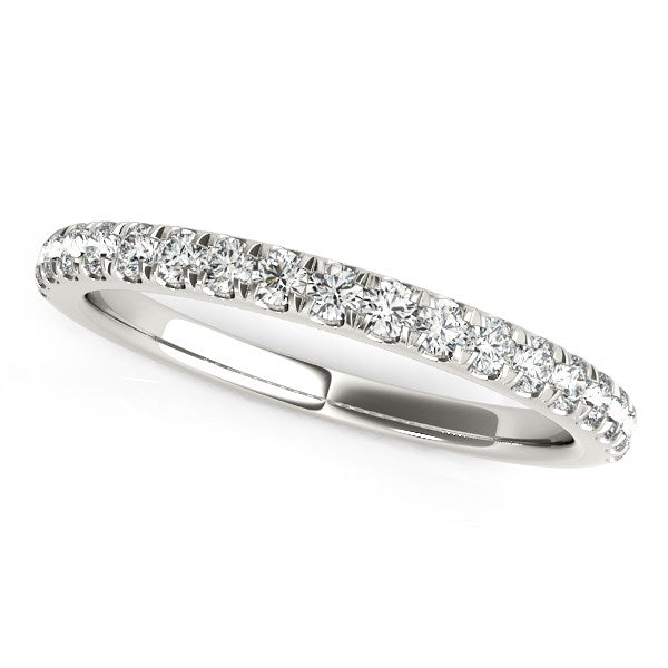 14k White Gold Pave Set Diamond Wedding Ring (1/4 cttw) in a sleek high-contrast midnight luxury editorial style