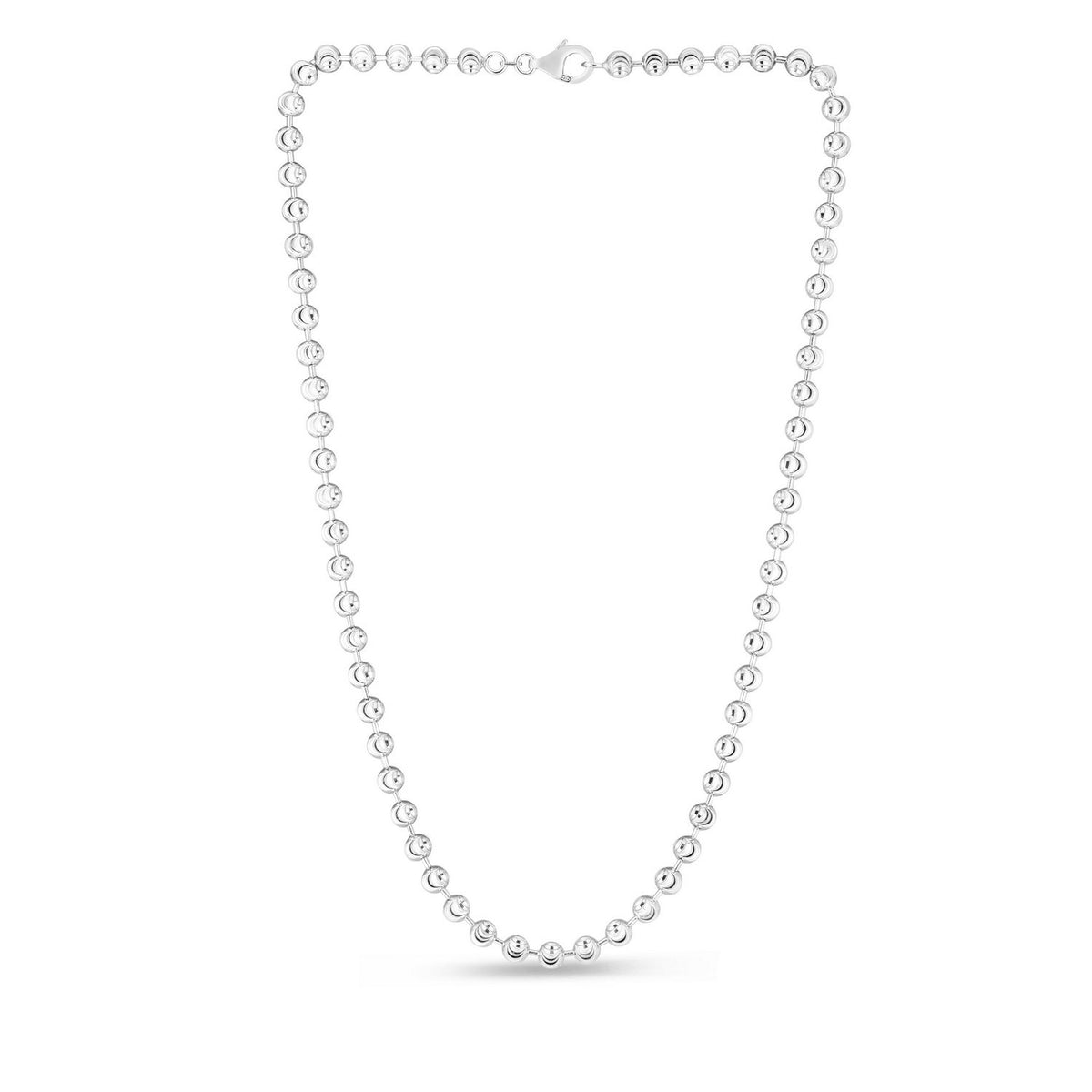 Sterling Silver Rhodium Plated Moon Cut Bead Chain (5.00 mm)
