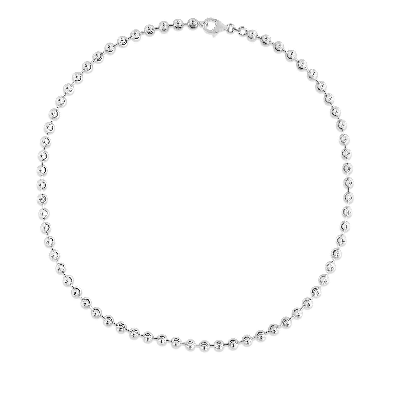 Sterling Silver Rhodium Plated Moon Cut Bead Chain (5.00 mm)