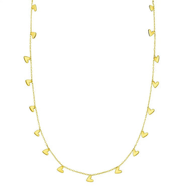 14K Yellow Gold Necklace with Dangling Hearts