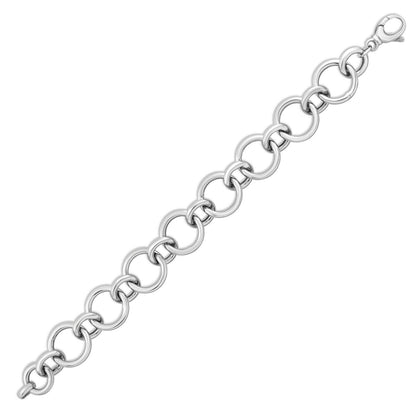 Sterling Silver Rhodium Plated Round Link Necklace