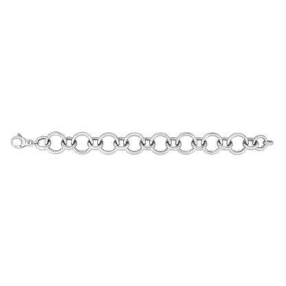 Sterling Silver Rhodium Plated Round Link Necklace