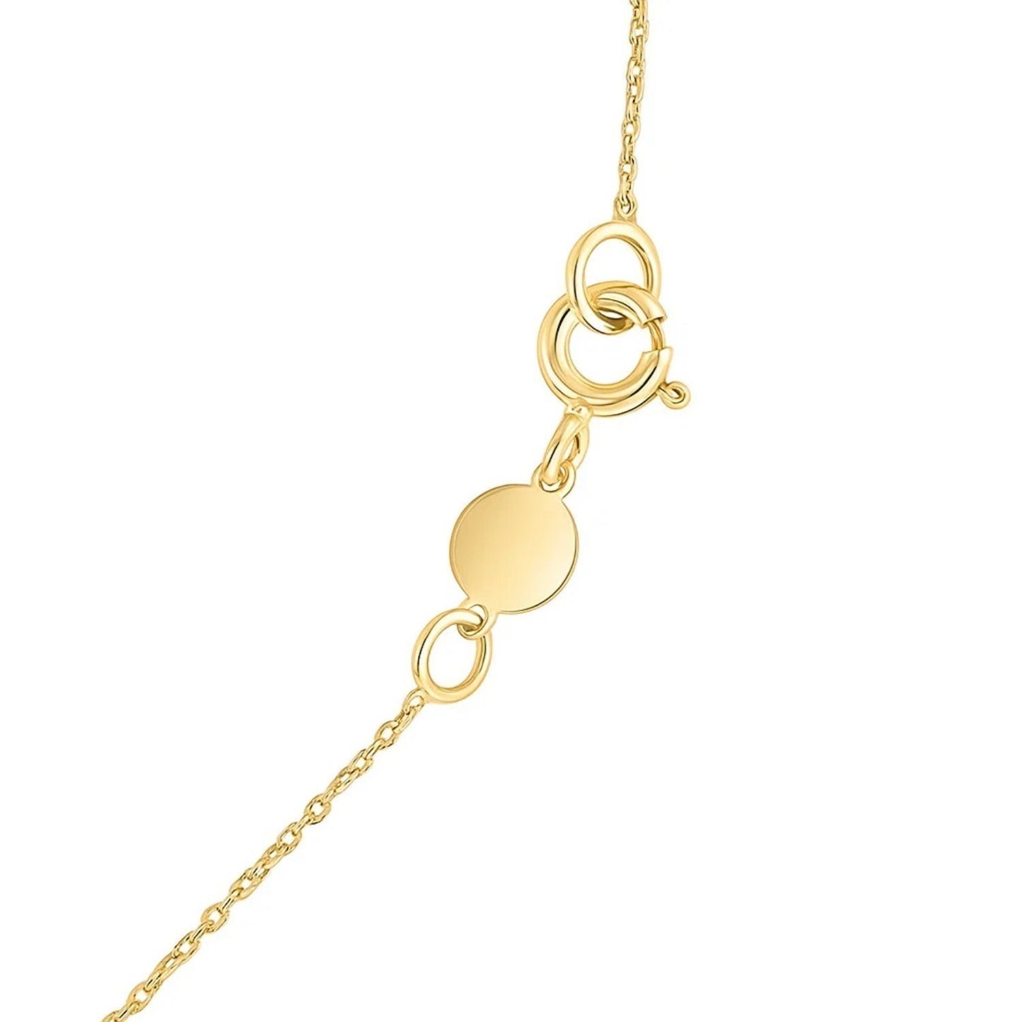 14K Yellow Gold Mini Diamond R Initial Pendant Necklace