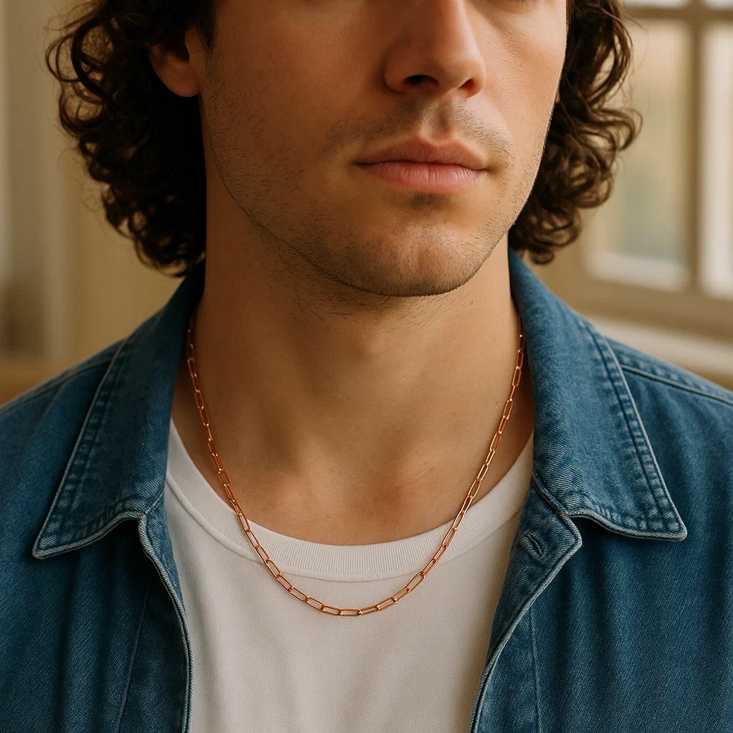 14K Rose Gold Fine Paperclip Chain (1.50 mm)