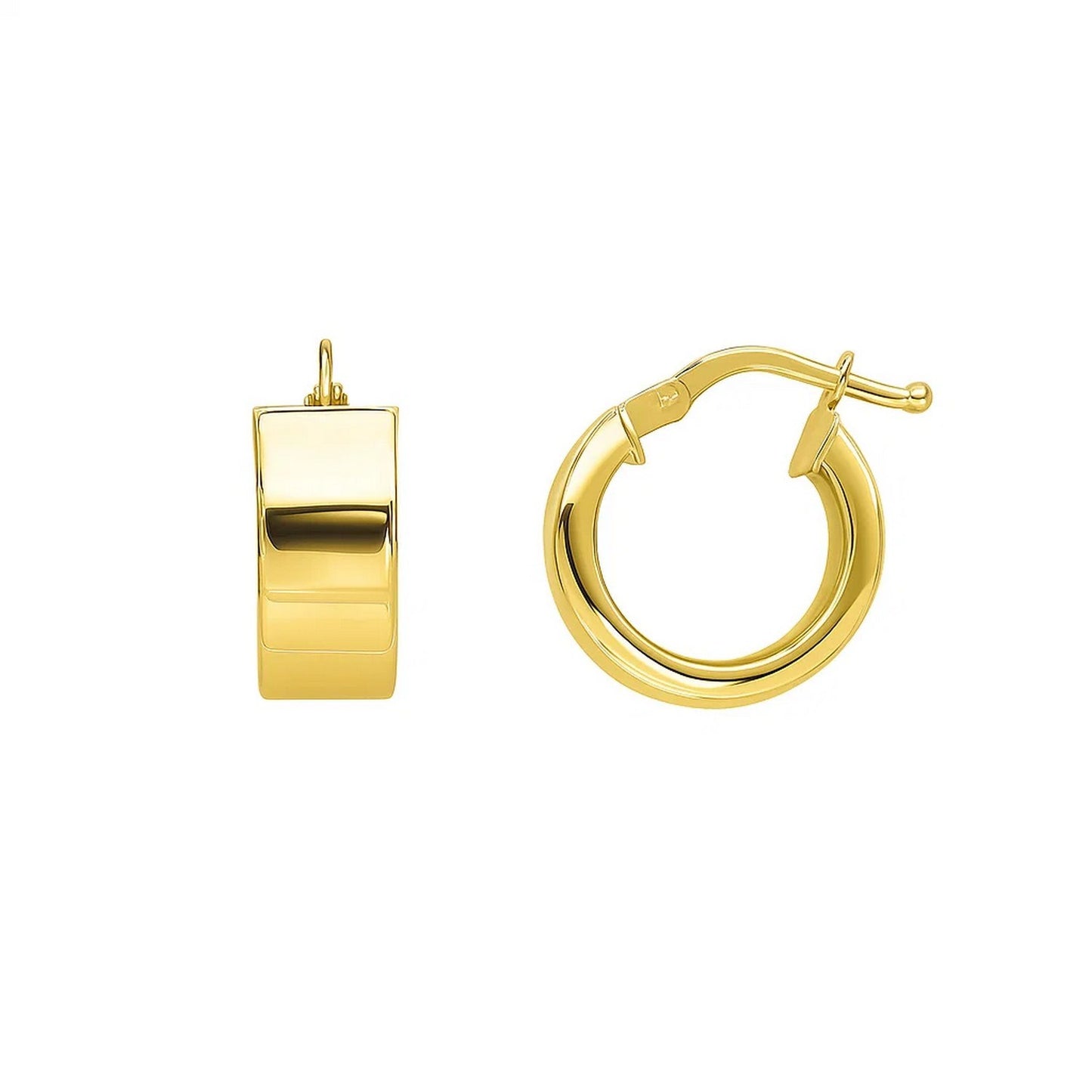 Small Tube Shaped Hoop Earrings in 14K Yellow Gold