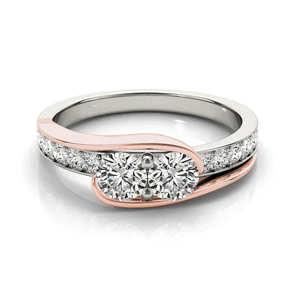 Two Stone Diamond Ring in 14k White And Rose Gold (3/4 cttw) - Peelerie