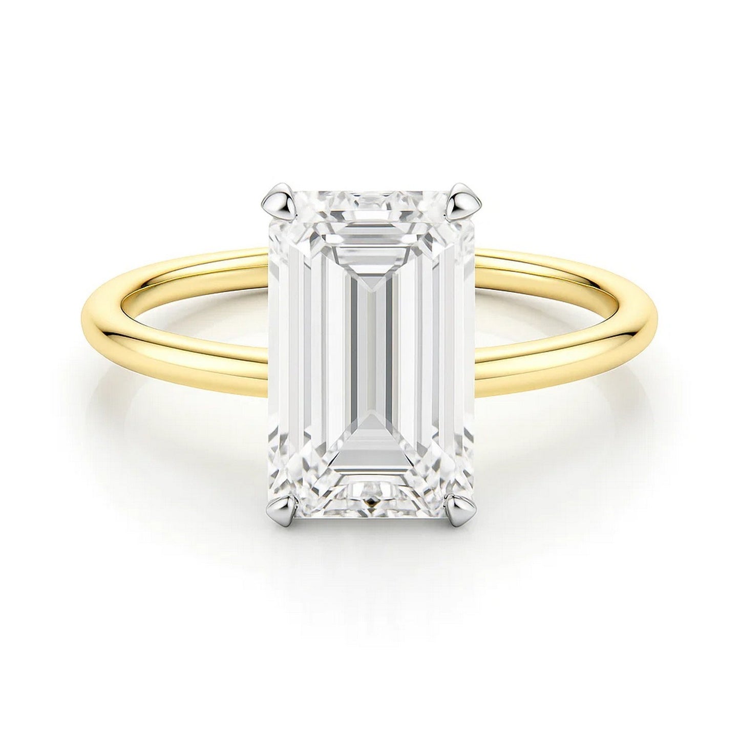 3 Carat Emerald Lab Grown IGI G/VS1 Diamond Solitaire Ring in 10K Yellow Gold
