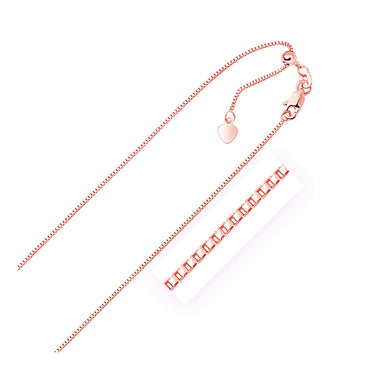 14k Rose Gold Adjustable Box Chain (0.85 mm) - Peelerie