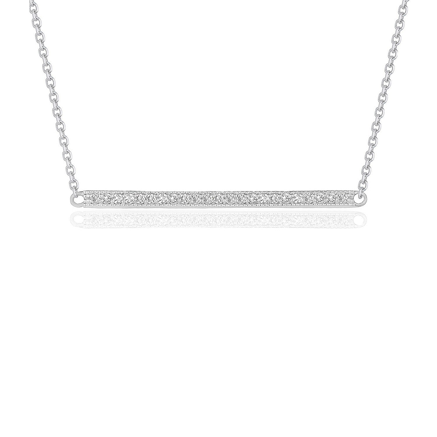 Diamond Bar Pendant in 14k White Gold (1/4 cttw) in a sleek high-contrast midnight luxury editorial style