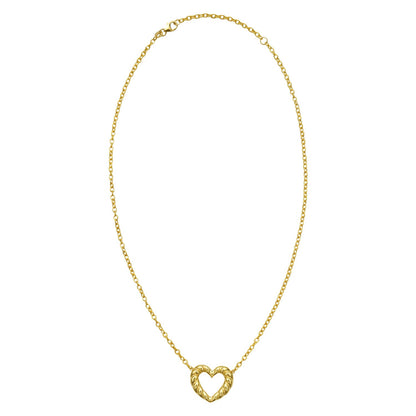 14K Yellow Gold Braided Open Heart Necklace