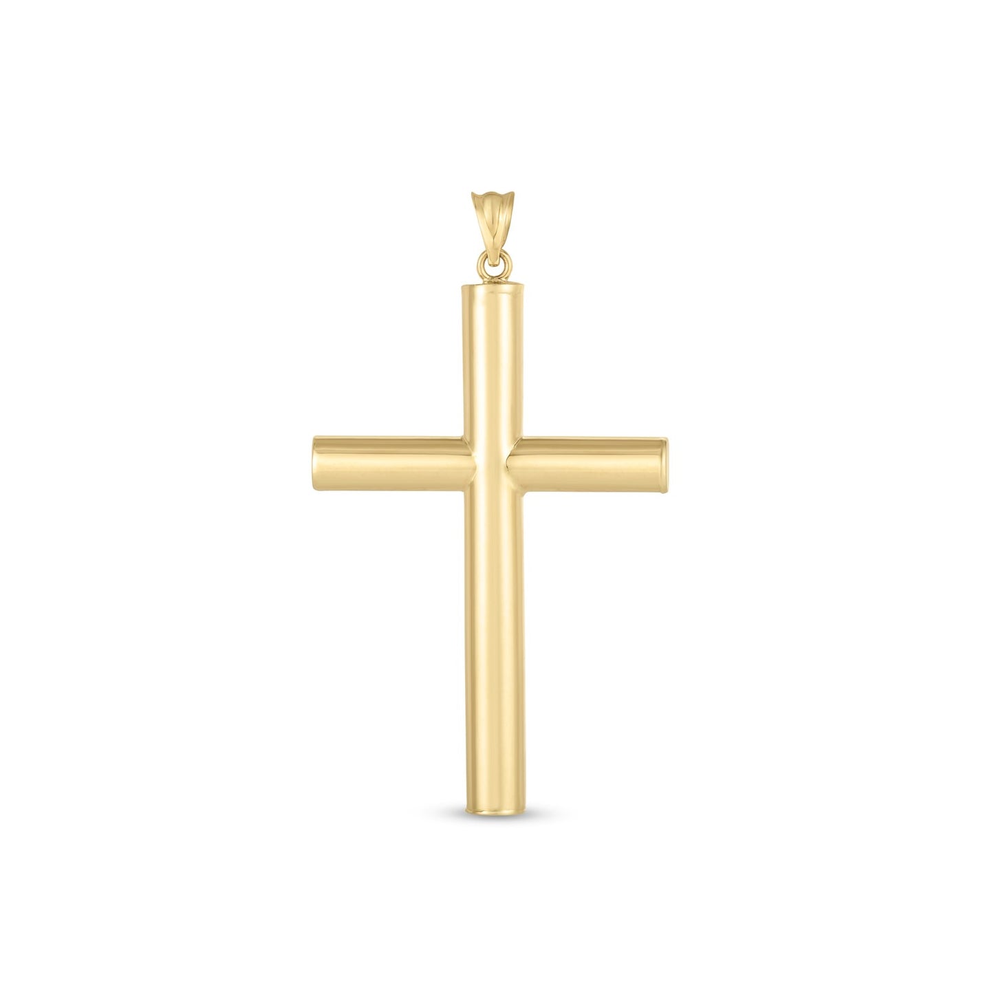 14k Yellow Gold High Polish Classic Cross Pendant in a sleek high-contrast midnight luxury editorial style