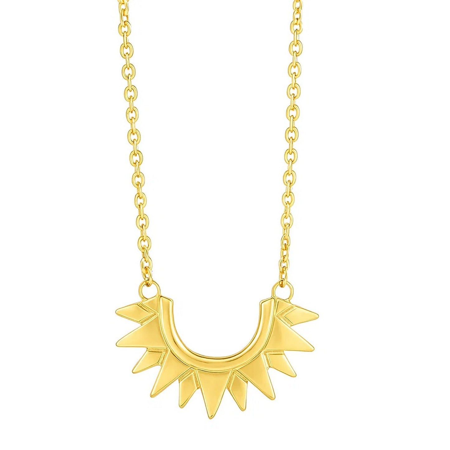 14k Yellow Gold Polished Sunburst Necklace