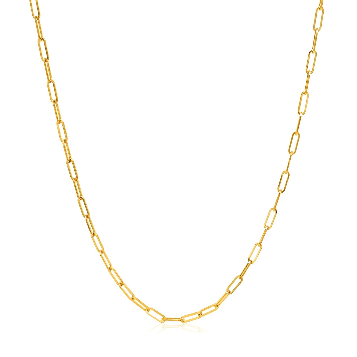 14k Yellow Gold Adjustable Paperclip Chain (1.50 mm) in a sleek high-contrast midnight luxury editorial style