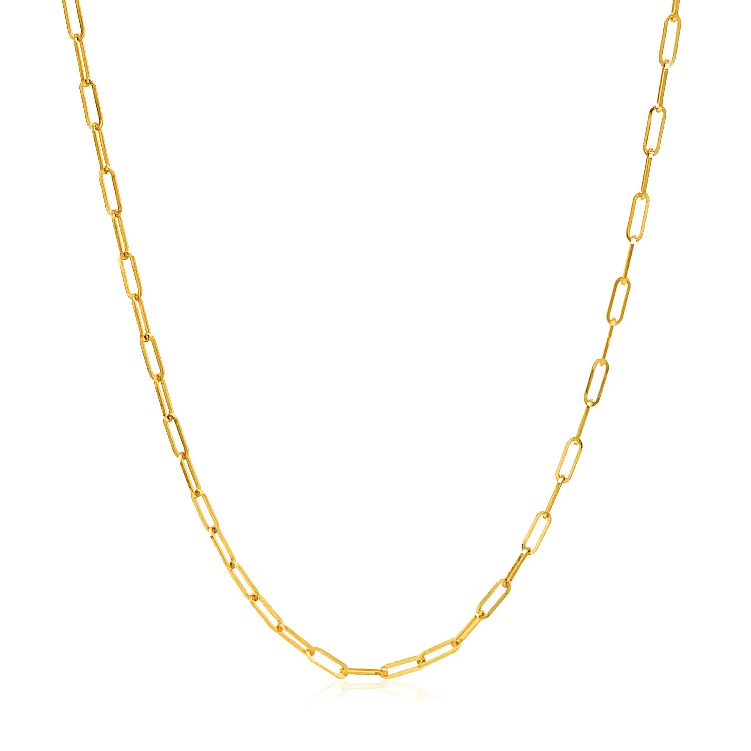 14k Yellow Gold Adjustable Paperclip Chain (1.50 mm) in a sleek high-contrast midnight luxury editorial style