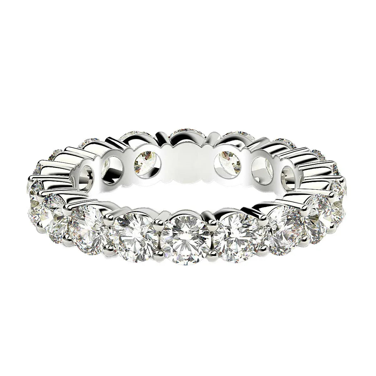 Round Cut Lab Grown Diamond Eternity Ring in 14k White Gold (2 cttw FG/VS2) - Peelerie