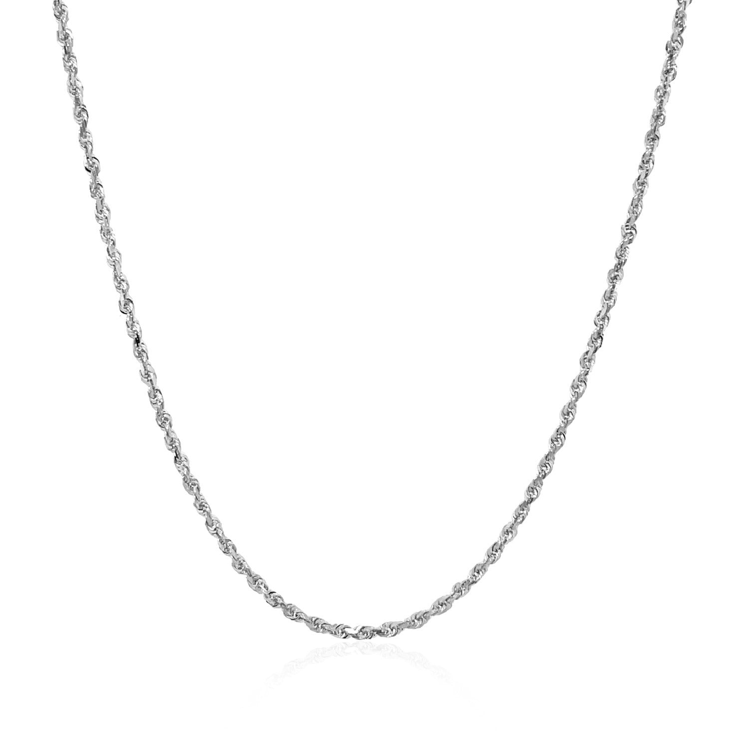 10k White Gold Solid Diamond Cut Rope Chain (1.40 mm) in a sleek high-contrast midnight luxury editorial style