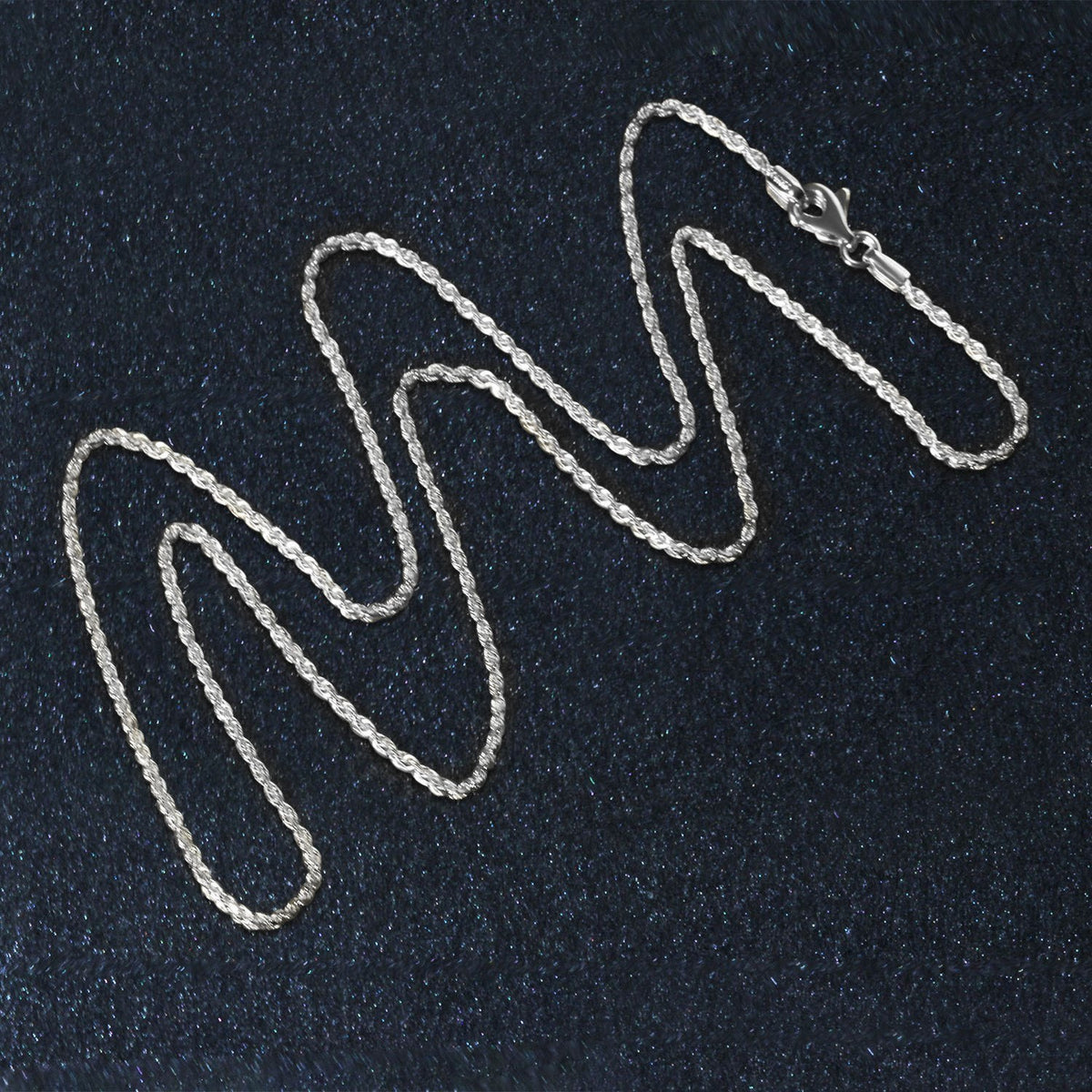 14k White Gold Solid Diamond Cut Rope Chain (1.40 mm)