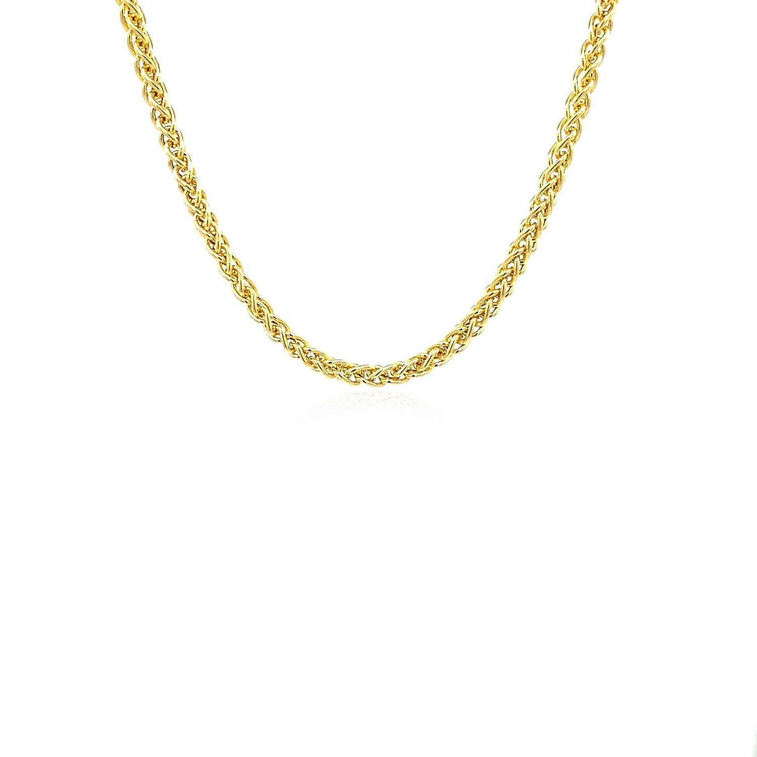 14k Yellow Gold Light Weight Wheat Chain (2.80 mm) in a sleek high-contrast midnight luxury editorial style