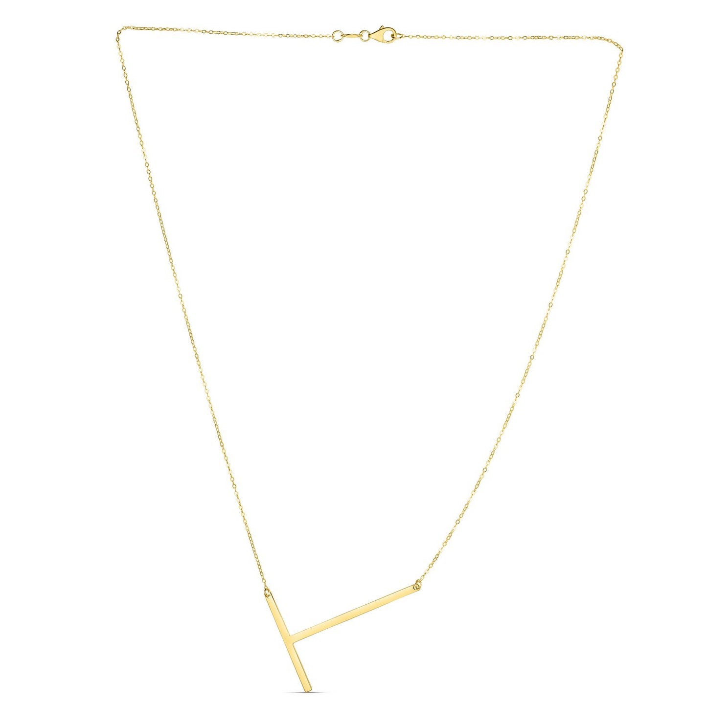 14K Yellow Gold Yours Truly Large Initial T Necklace