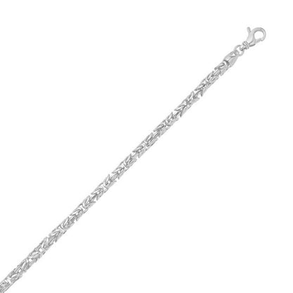 Sterling Silver Rhodium Plated Solid Round Byzantine Chain (4.60 mm)