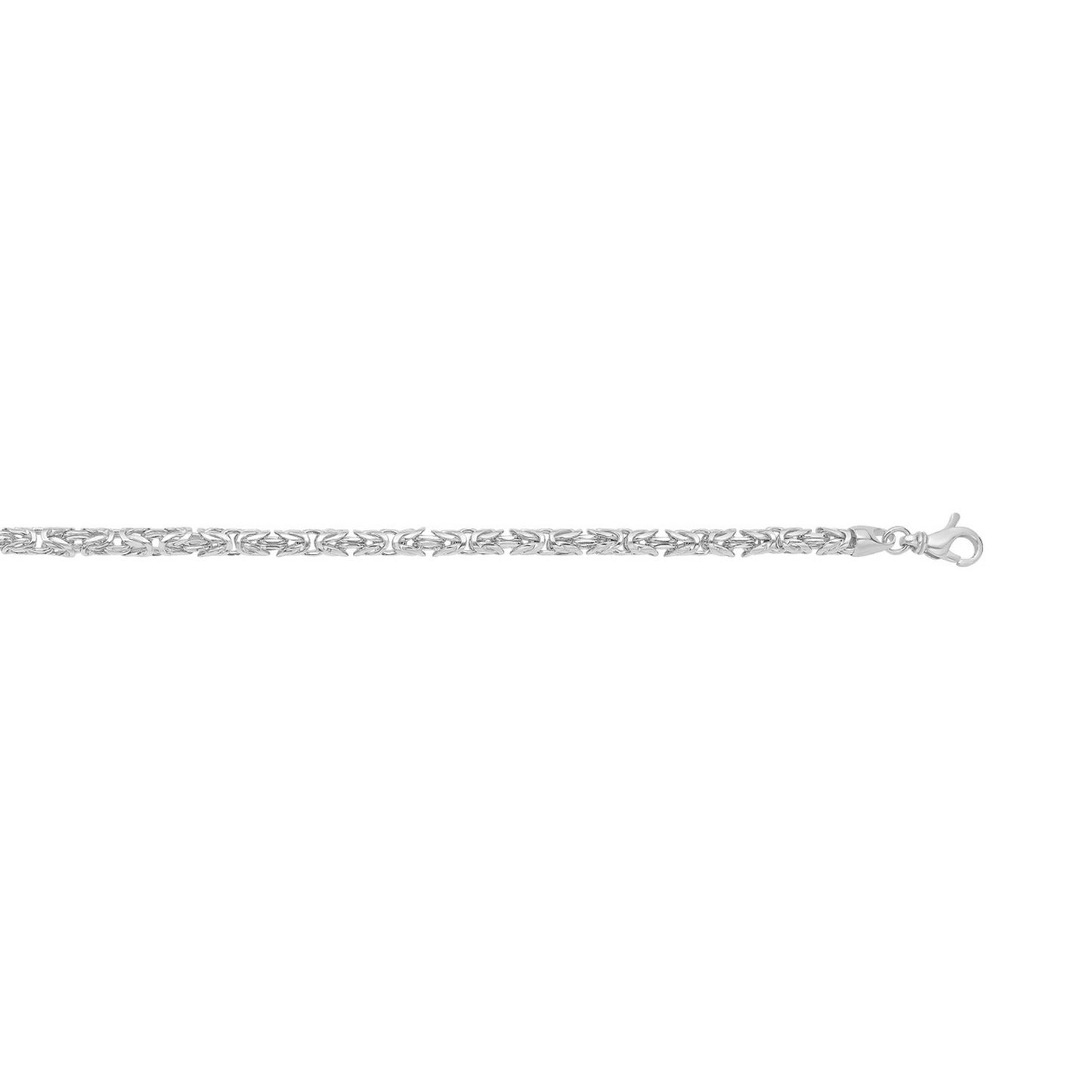 Sterling Silver Rhodium Plated Solid Round Byzantine Chain (4.60 mm)