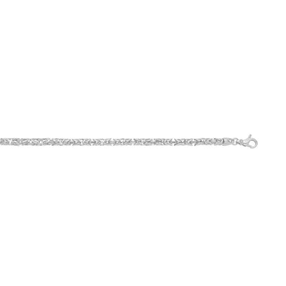 Sterling Silver Rhodium Plated Solid Round Byzantine Chain (4.60 mm)