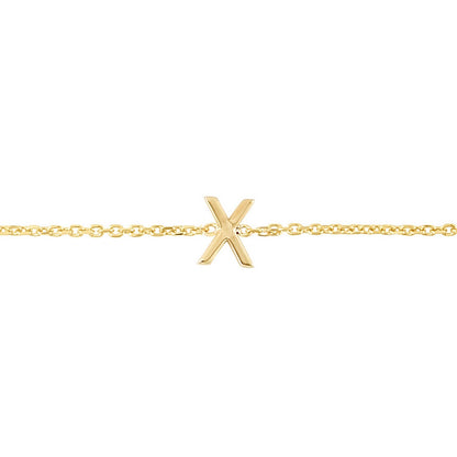 14K Yellow Gold Mini Initial X Bracelet