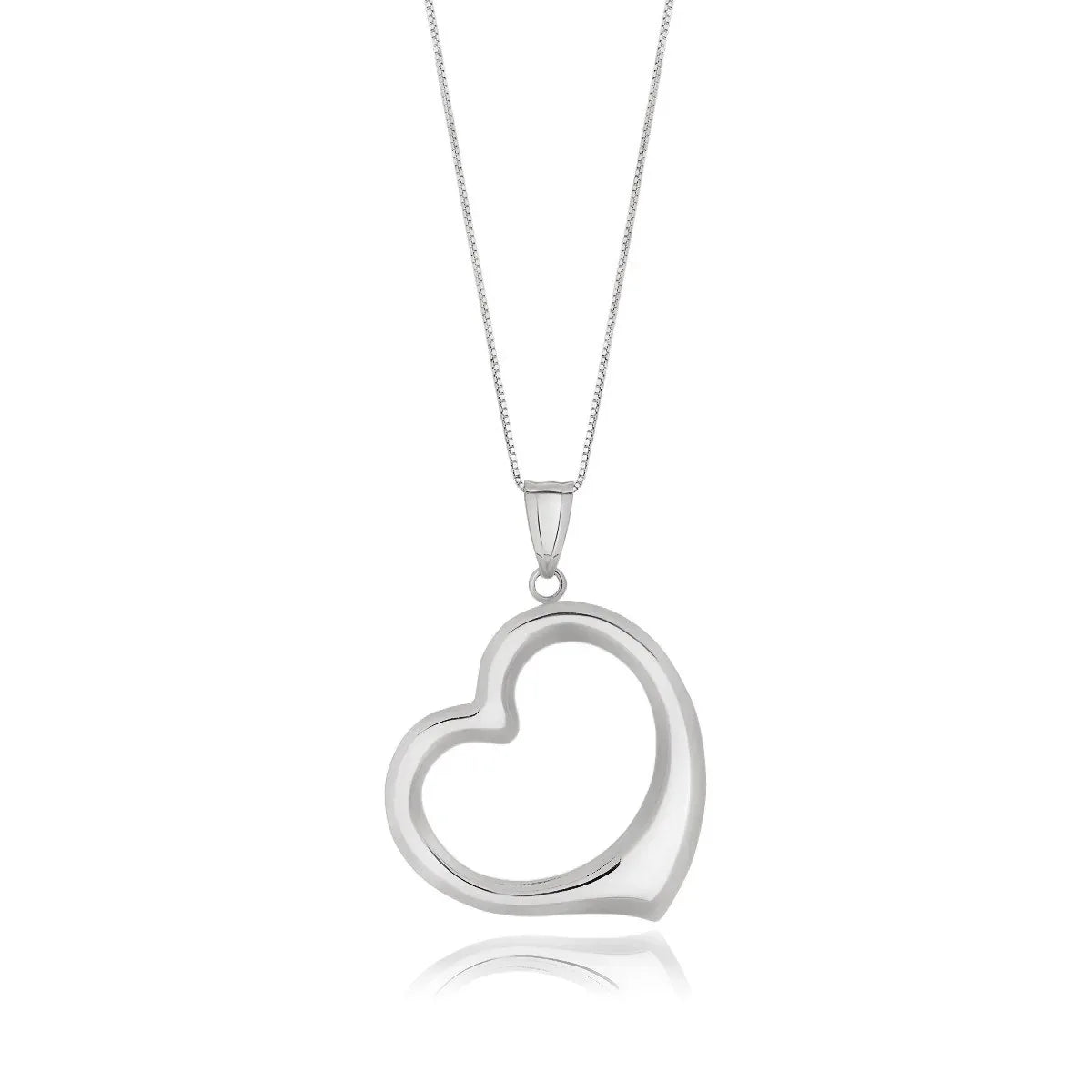 14k White Gold Floating Heart Drop Pendant in a sleek high-contrast midnight luxury editorial style