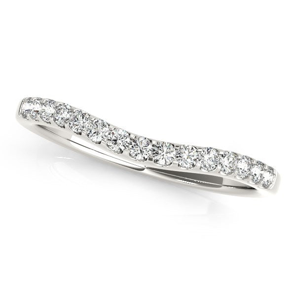 14k White Gold Round Pave Setting Curvy Diamond Wedding Band (1/4 cttw) in a sleek high-contrast midnight luxury editorial st