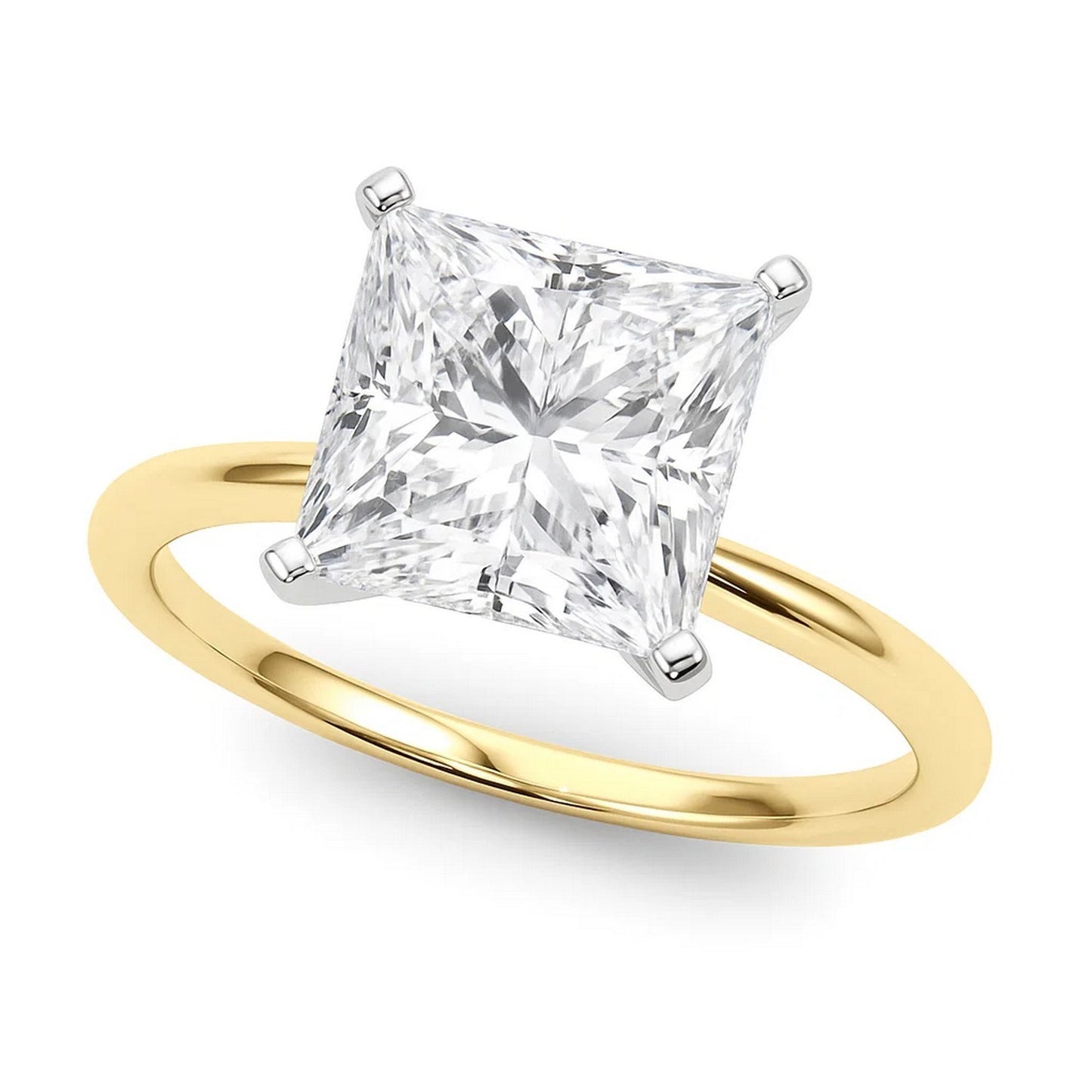 5 Carat Princess Lab Grown IGI G/VS1 Diamond Solitaire Ring in 10K Yellow Gold