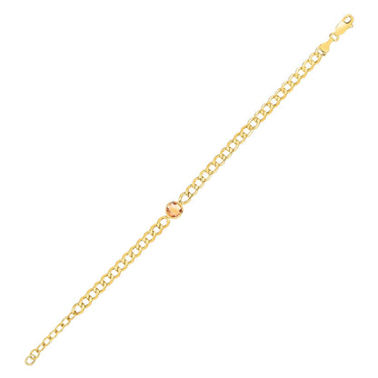 14K Yellow Gold Citrine Curb Chain Bracelet (3.60 mm)
