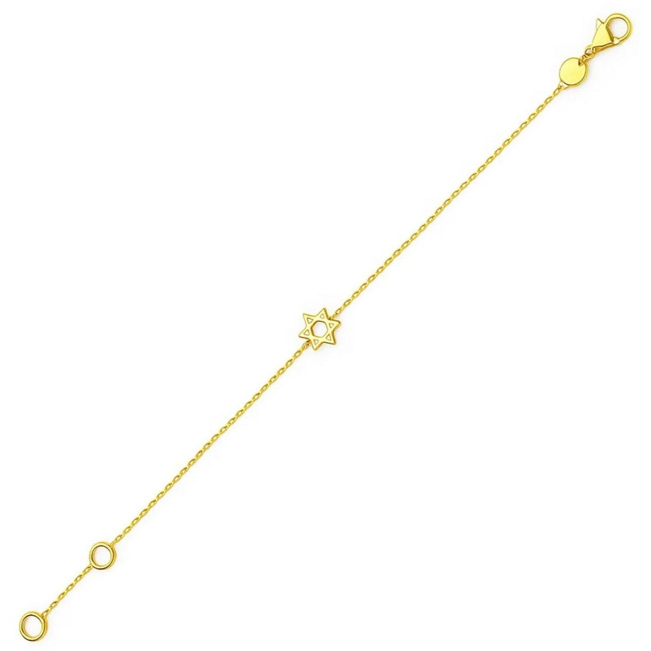 14k Yellow Gold Star of David Bracelet in a sleek high-contrast midnight luxury editorial style