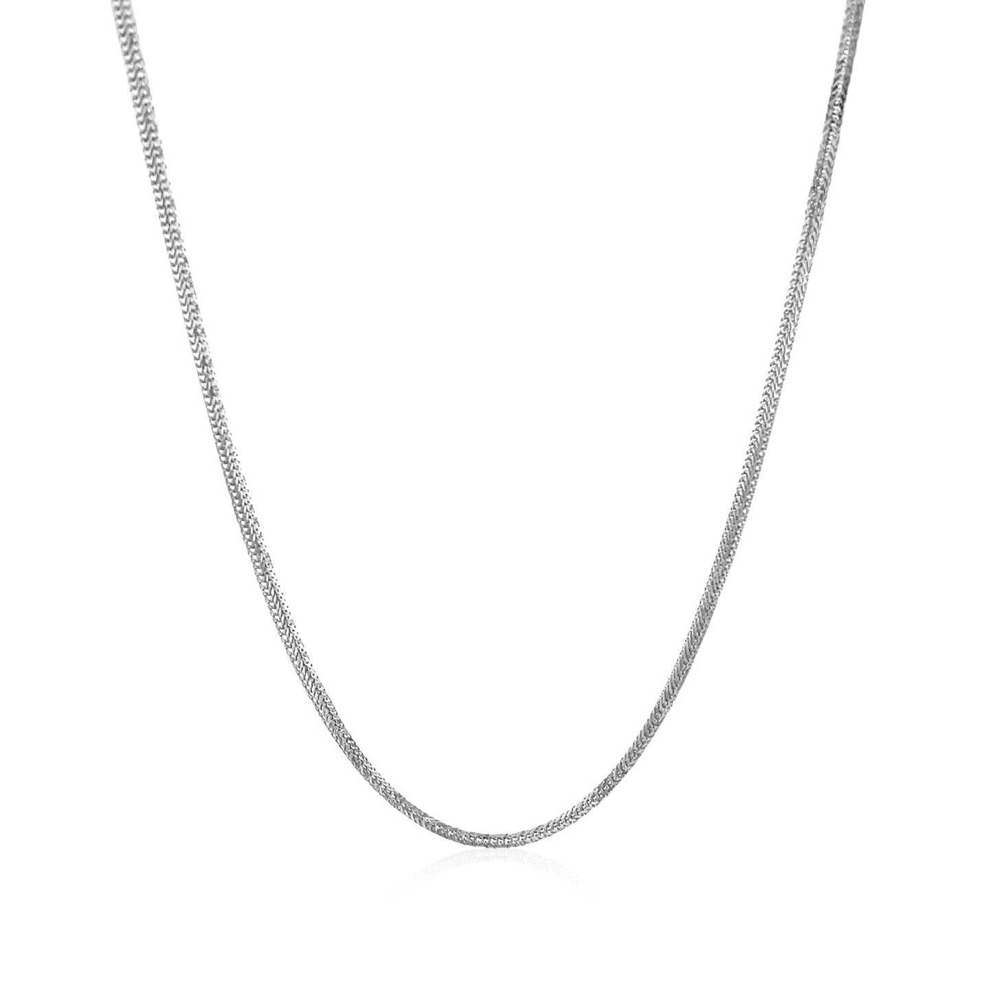 14k White Gold Foxtail Chain (1.00 mm) in a sleek high-contrast midnight luxury editorial style