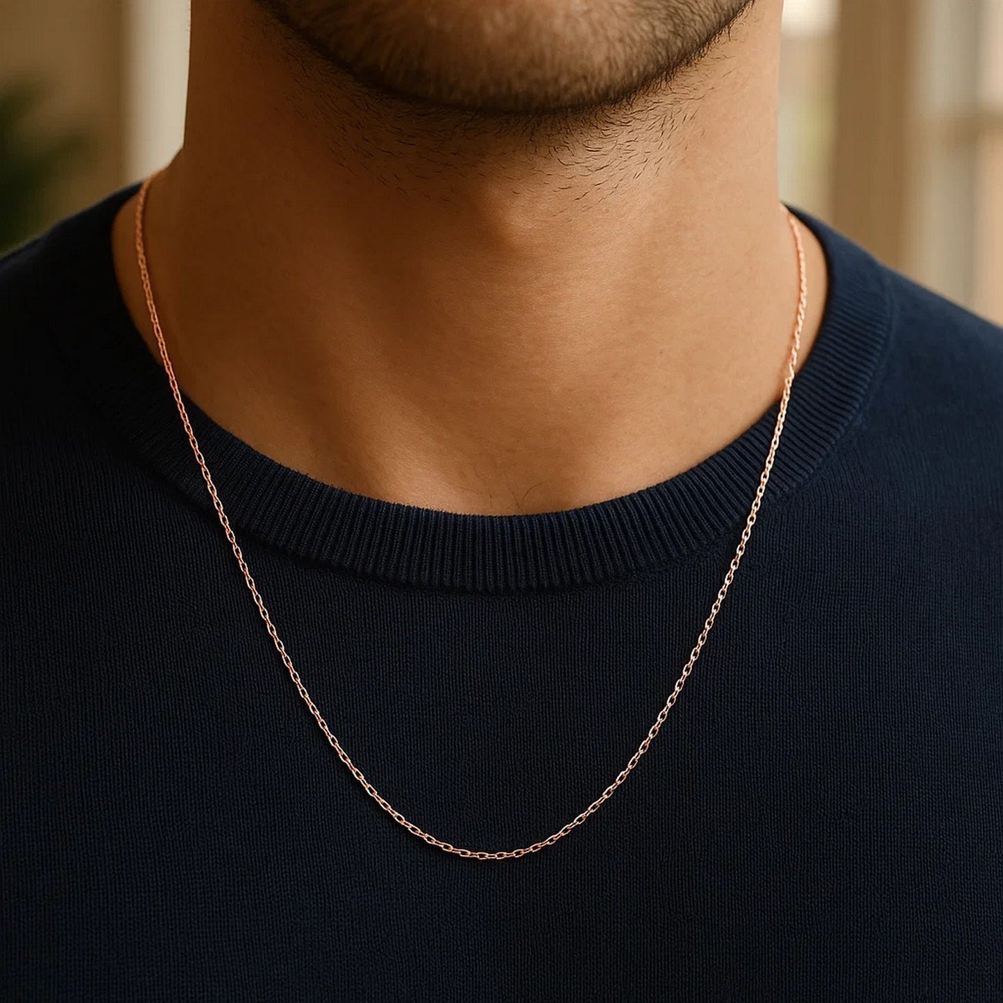 14k Rose Gold Diamond Cut Cable Link Chain (1.10 mm)