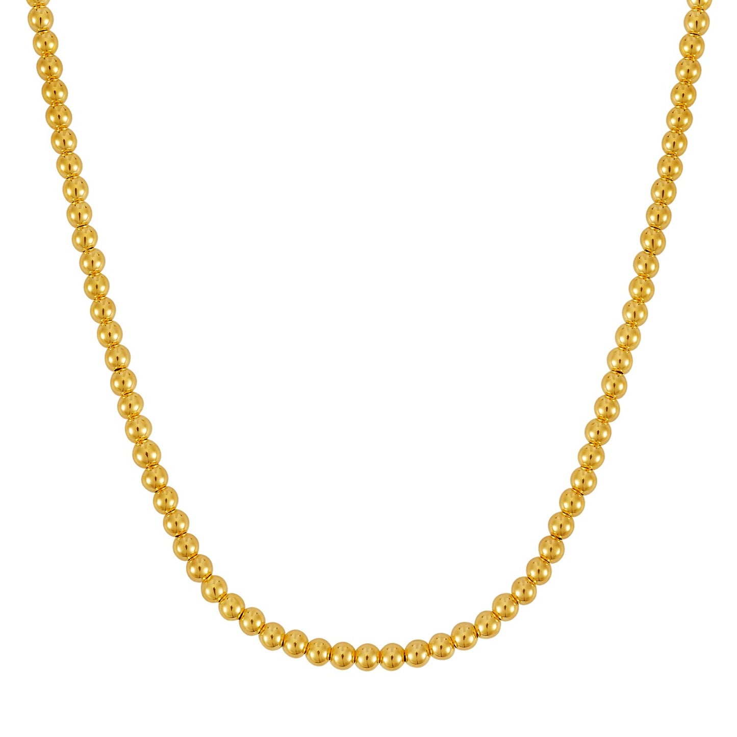 14k Yellow Gold Bead Chain Necklace(5mm) in a sleek high-contrast midnight luxury editorial style