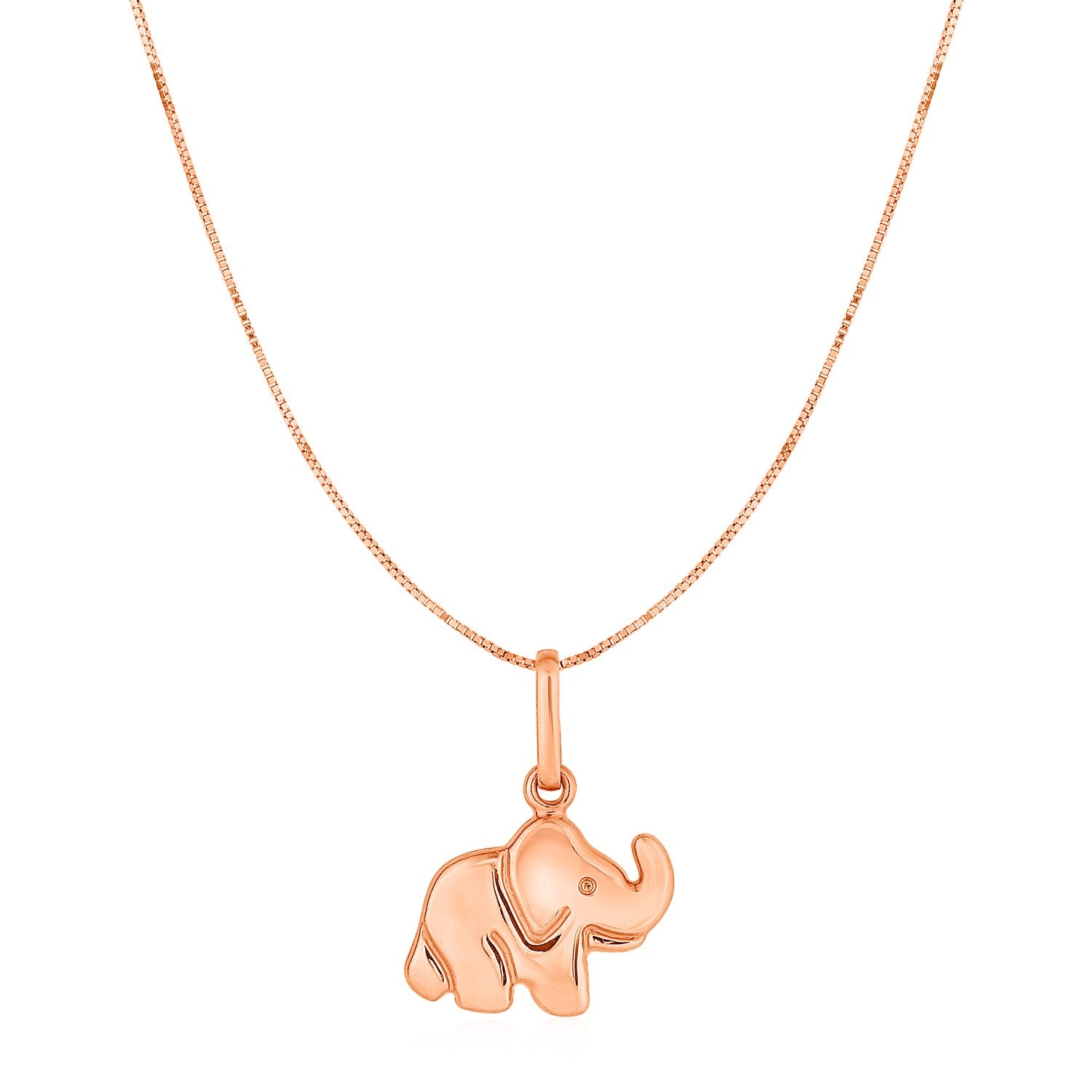 Elephant Pendant in 10k Rose Gold in a sleek high-contrast midnight luxury editorial style