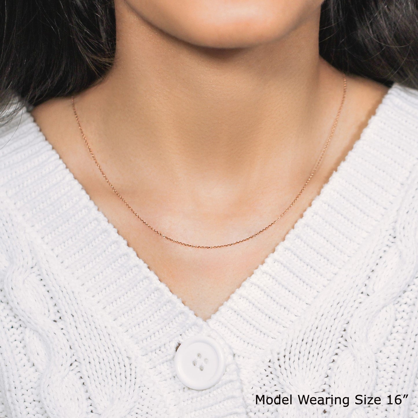 Diamond Cut Cable Link Chain in Rose Gold (0.87 mm)