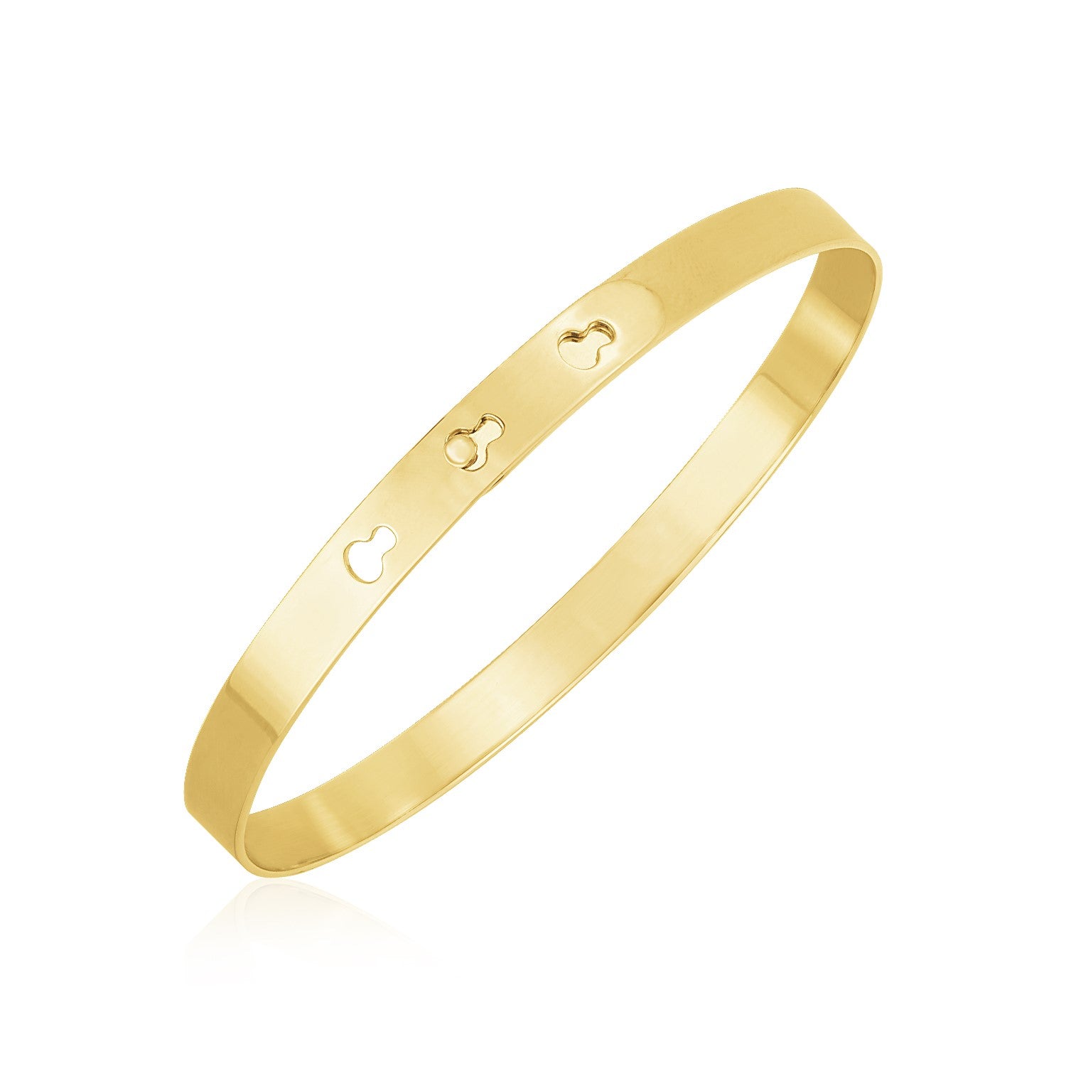 14k Yellow Gold High Polish Keyhole Clasp Bangle (6.00 mm) in a sleek high-contrast midnight luxury editorial style