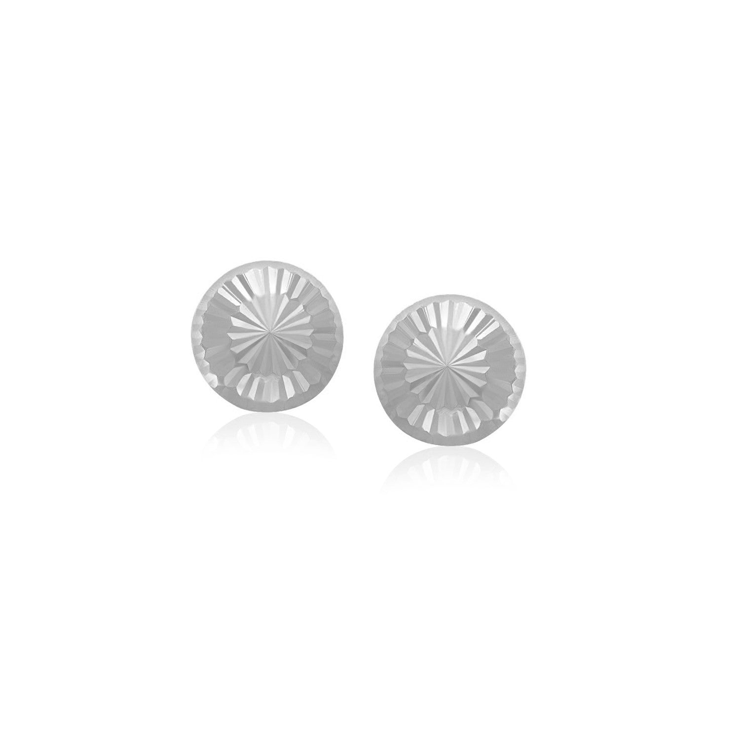 14k White Gold Textured Flat Style Stud Earrings(6mm) in a sleek high-contrast midnight luxury editorial style