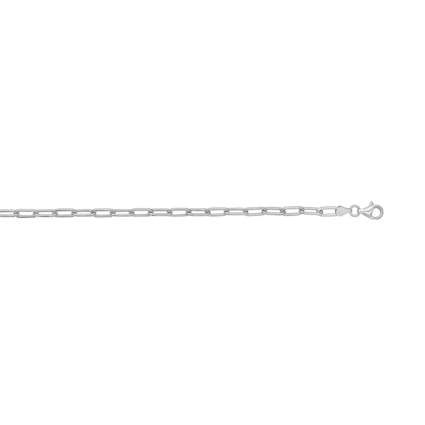 Sterling Silver Rhodium Plated Round Link Paperclip Chain (5.20 mm)