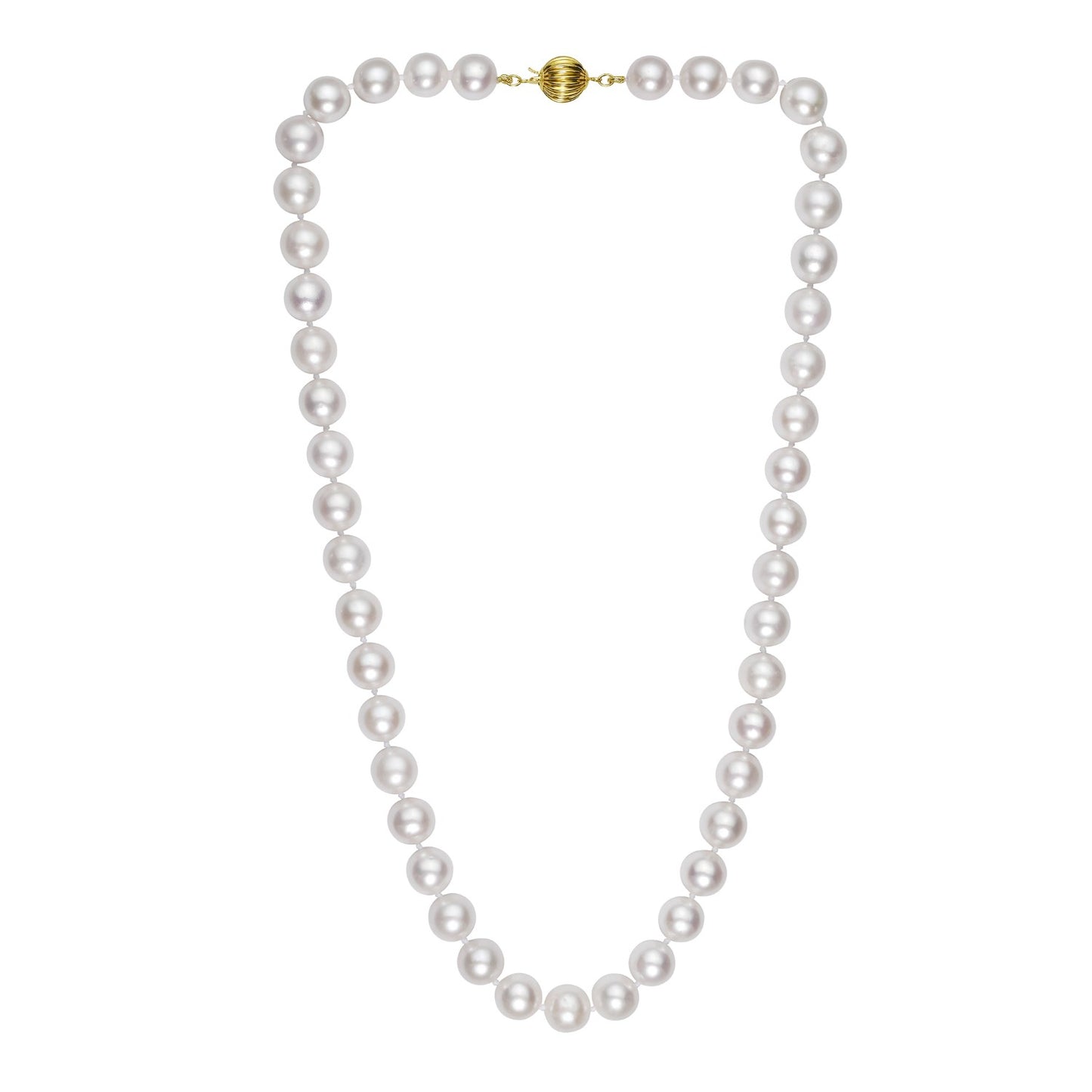 Pearl Necklace with Ball Clasp in 14K Yellow Gold