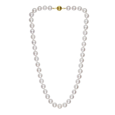 Pearl Necklace with Ball Clasp in 14K Yellow Gold