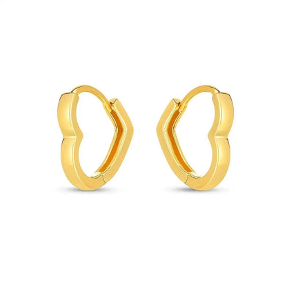 14k Yellow Gold Heart Huggie Hoops - Peelerie