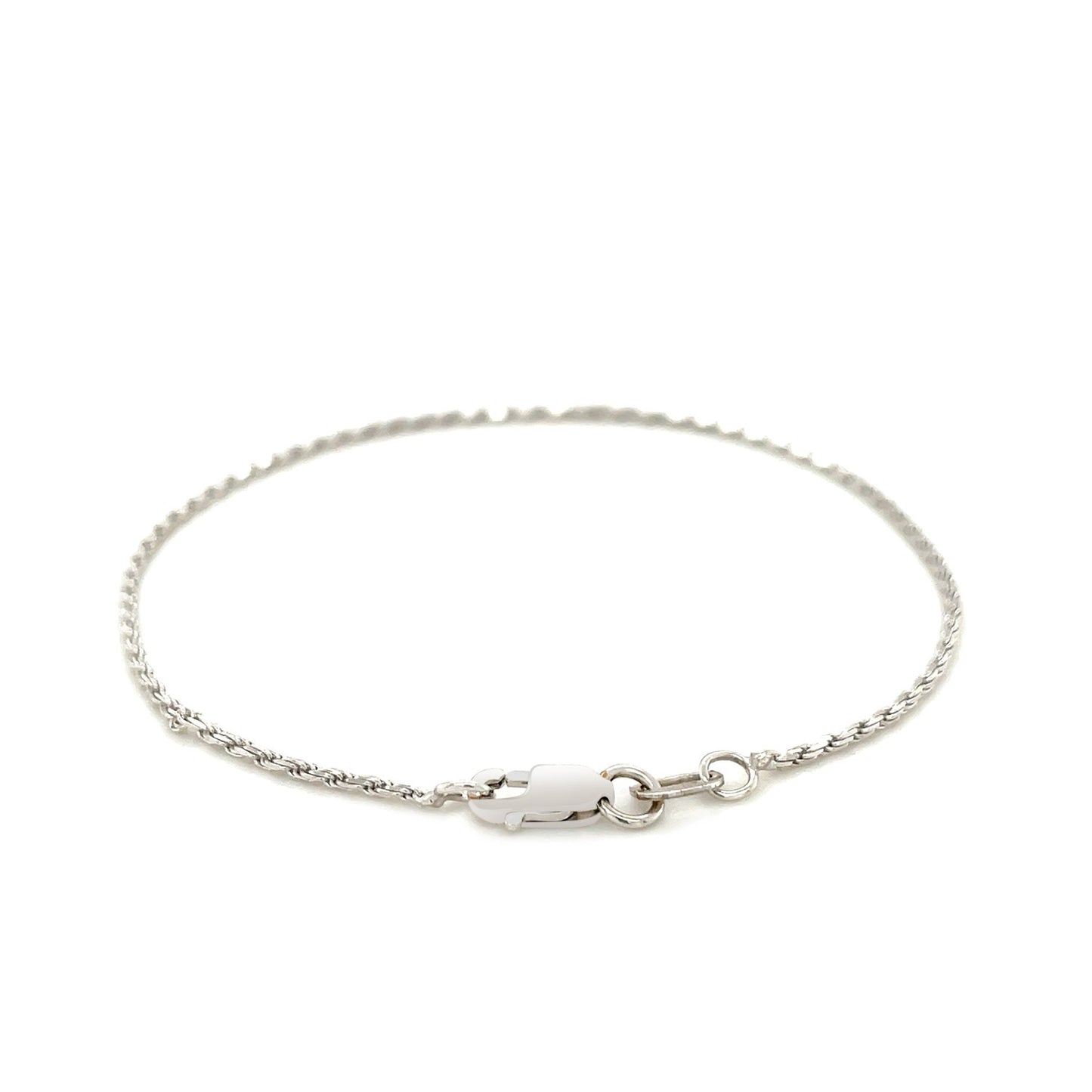 2.0mm 14k White Gold Diamond Cut Rope Anklet - Peelerie