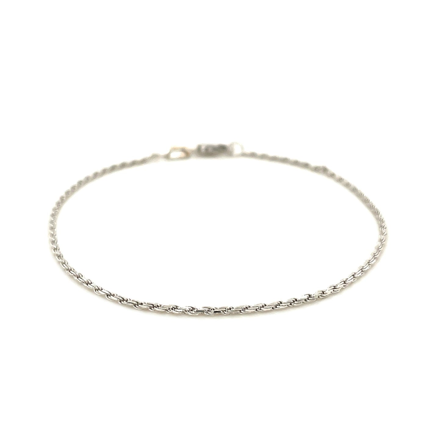 2.0mm 14k White Gold Diamond Cut Rope Anklet - Peelerie