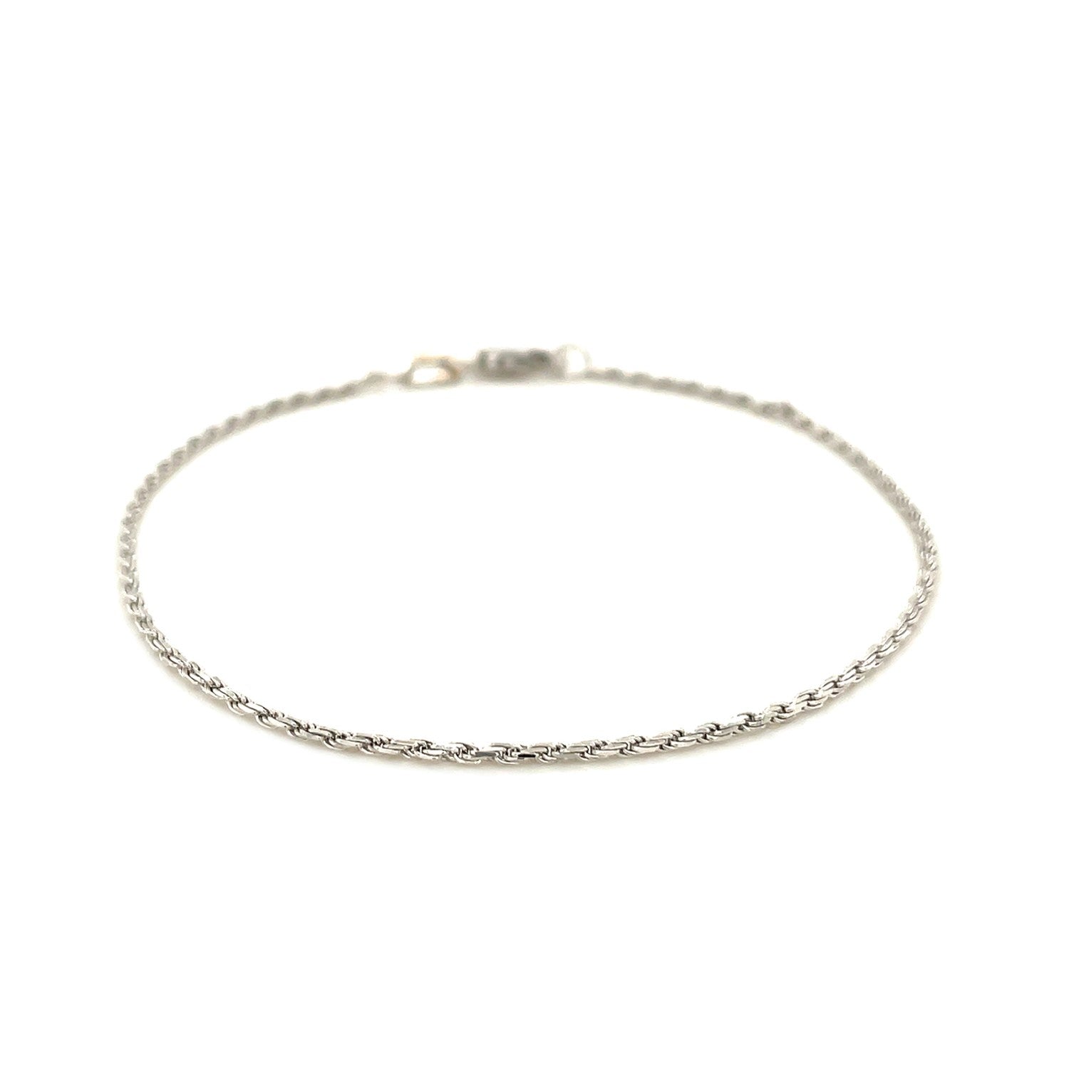 2.0mm 14k White Gold Diamond Cut Rope Anklet - Peelerie