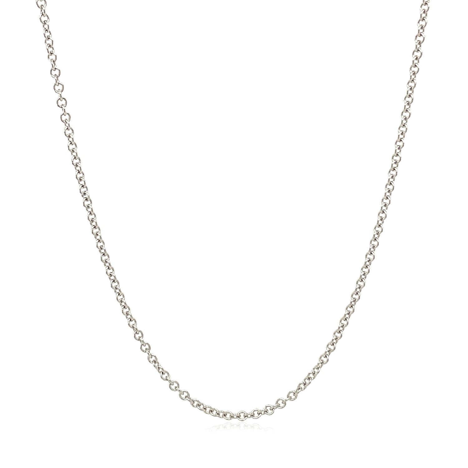 14k White Gold Round Cable Link Chain (1.50 mm) in a sleek high-contrast midnight luxury editorial style